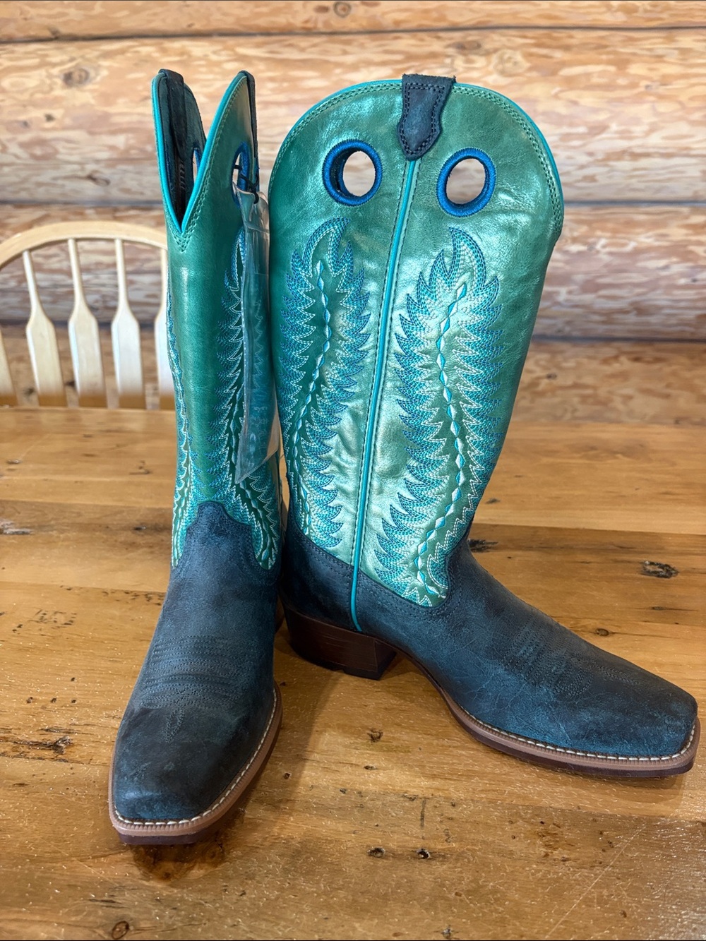 Ariat Two-Tone Teal & Dark Teal Western Heeled Boots